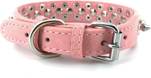 Vista 2 de Collar para perro con tachuelas, de piel sintética, con cúpula plateada, antimordeduras, ajustable, resistente, estilo punk, para perros pequeños