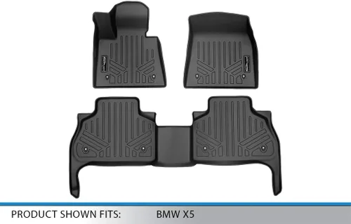 Vista 5 de SMARTLINER Juego de alfombrillas de piso de ajuste personalizado de 2 filas para BMW X5 40i 2019-2022