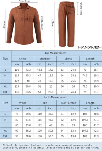 Vista 7 de HANXMEN Conjunto de lino de 2 piezas para hombre, camisa cubana con botones y manga larga, pantalones sueltos casuales, playa, vacaciones, yoga