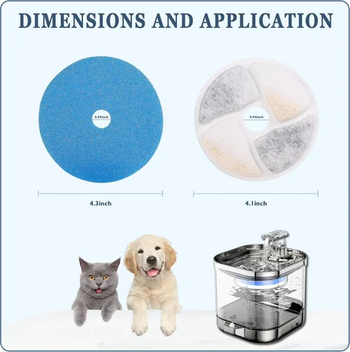 Vista 4 de Filtros de repuesto para fuente de agua para gatos, juego de 4 filtros adecuados para fuente de agua automática ZALBYUY inalámbrica, funciona