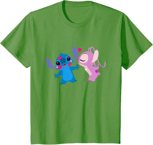 Vista 53 de Disney Stitch and Angel - Camiseta para el día de San Valentín Negro