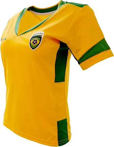 Vista 2 de Arza Sports Jersey de fútbol para mujer Slim de Brasil, Amarillo