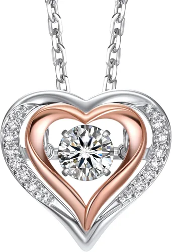 Vista 26 de MomentWish Collar de corazón para mujer, moissanita, diamante de imitación, plata de ley 925
