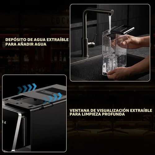 Vista 6 de Cowsar 2-in-1 Countertop Ice Maker Machine with Water Dispenser, Black