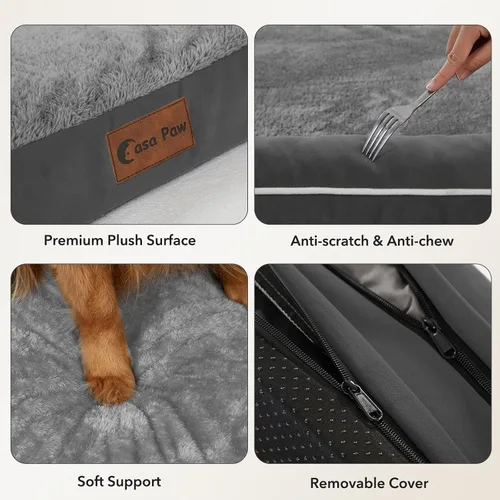 Vista 6 de Camas ortopédicas para perros grandes, sofá de espuma con estructura de huevos impermeable para perros grandes con cómodo refuerzo 91x69 cm, camas