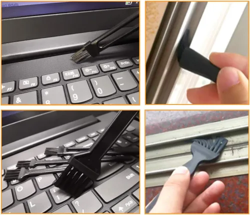 Vista 4 de Kit de limpieza para computadora, 19 en 1, cepillos multiusos antiestáticos, cepillos para ropa, impresora de computadora, ventana de reproductor