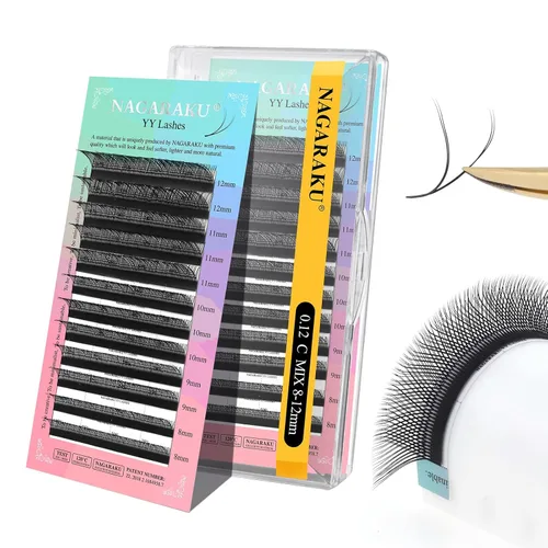 Vista 175 de NAGARAKU YY - Extensiones de pestañas, suministros Y, Lash 4D, Easy Fan, pestañas cruzadas de volumen ruso, pestañas YY, tejidas a mano, malla