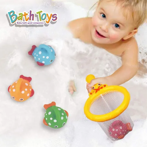 Vista 5 de Dwi Dowellin Juguetes de baño, juegos de pesca, ballenas de natación, juguete para la tina de baño, para niños pequeños, conjunto de peces