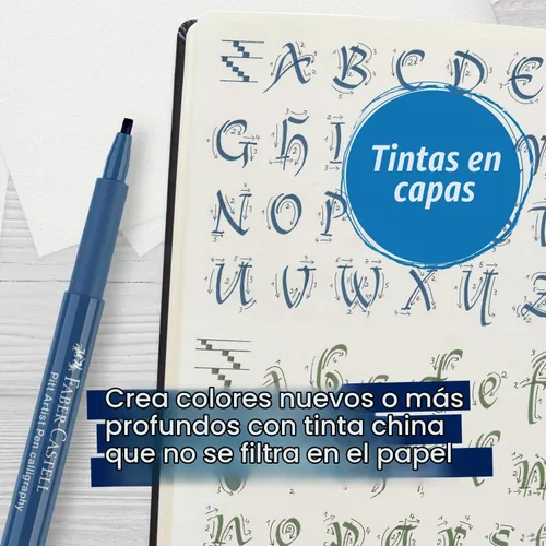 Vista 5 de Faber-Castell Calligraphy Pitt Artist Pen Set - Juego de bolígrafos de caligrafía multicolor (6 unidades)