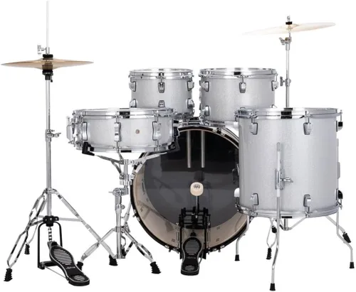 Vista 3 de Ludwig Accent - Juego completo de batería de 5 piezas, bombo y platillos de 20 pulgadas, brillo plateado