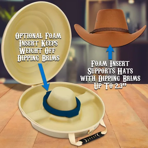 Vista 5 de CASEMATIX Caja de sombrero de vaquero y almacenamiento portátil para sombreros de vaquero para bordes de hasta 4.75 pulgadas, funda rígida