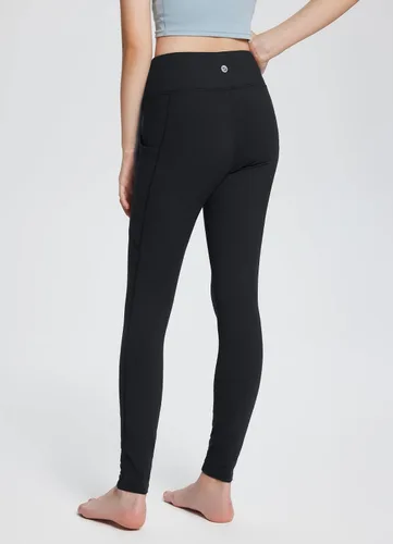 Vista 2 de BALEAF Leggings con forro polar para niñas, repelentes al agua, cintura alta, pantalones atléticos cálidos para invierno, senderismo, correr, yoga
