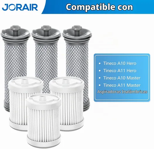 Vista 3 de Kit de filtro de repuesto compatible con Tineco A10/A11 Hero, Pure One S11, A11 PET, A10/A11 Master, PWRHERO11 Snap aspiradora inalámbrica, paquete