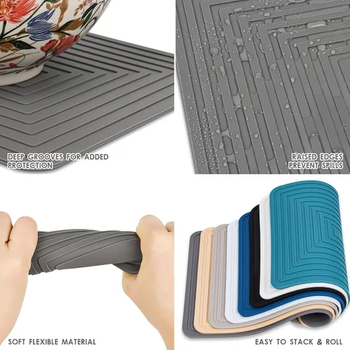 Vista 4 de Salvamanteles de silicona para platos calientes, ollas y sartenes, almohadillas calientes para cocina, soportes redondos de silicona para ollas