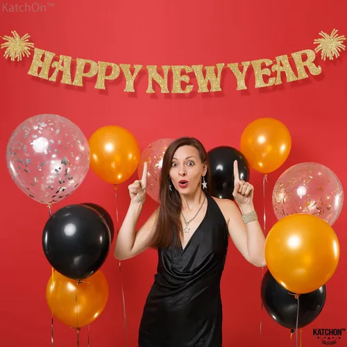 Vista 7 de KatchOn, Cartel de feliz año nuevo dorado con purpurina – 10 pies, Bye 2026 Hello 2026 Banner Decoraciones de feliz año nuevo, letrero de feliz