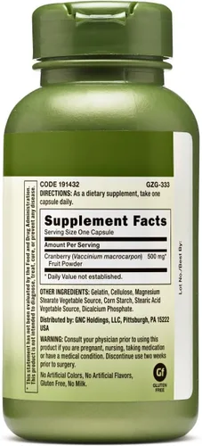 Vista 2 de GNC Herbal Plus Hierba entera Arándano 500 mg 100 Cápsulas