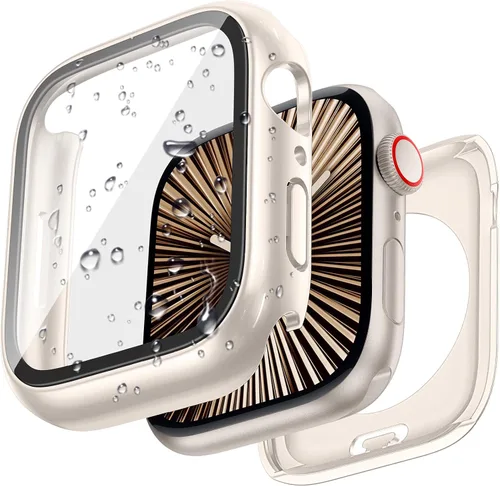 Vista 15 de 3 en 1 Goton Estuche impermeable duro para Apple Watch, protector de pantalla de 40mm, cubierta frontal de vidrio templado protectora completa