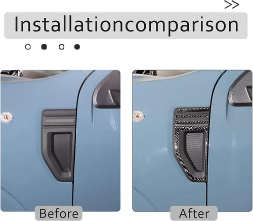 Vista 5 de Cubiertas de ventilaciones laterales del guardabarros del automóvil, tira de moldura compatible con Ford Maverick 2022-2025 2026, fibra de carbono
