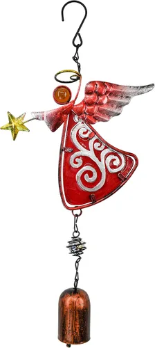 Vista 10 de Campanilla de Viento de Ángel de Metal Decoración Colgante Ornamento con Ala y Campana - Campanas Colgantes Decorativas, Regalos para Decoración