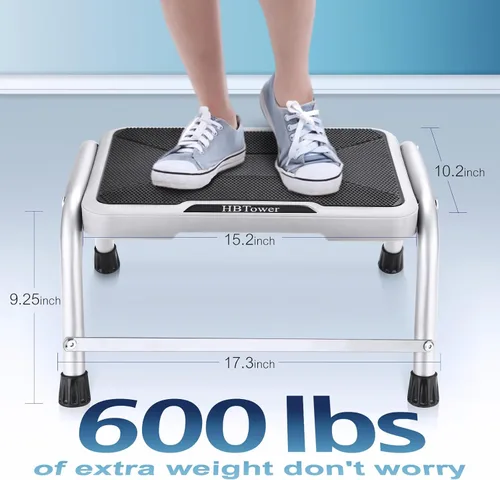 Vista 2 de Taburete escalonado, taburetes escalonados HBTower para adultos y niños con pies de goma antideslizantes, soporta hasta 600 libras, taburetes