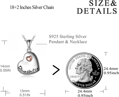 Vista 5 de POPLYKE Collar de plata de ley para padre, hija, madre, hija, día de la madre, cumpleaños, joyería de regalo para mujeres, mamá, hija, papá, esposa