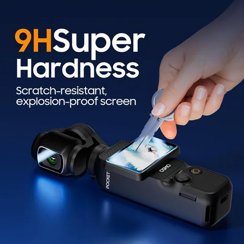 Vista 3 de DJI Osmo Pocket 3 - Protector de pantalla y protector de lente, 2 unidades, vidrio templado, dureza 9H, resistente a los arañazos, ultra HD