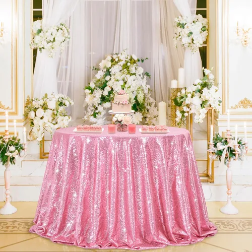 Vista 111 de B-COOL Mantel de lentejuelas con brillo para mesas, color azul bebé, mantel de lentejuelas para decoración de mesas, para bodas, Navidad