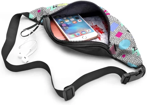 Vista 4 de Riñonera de moda con agujero para auriculares para hombres y mujeres, bolsa de cintura ajustable casual para viajes, fiestas, festivales