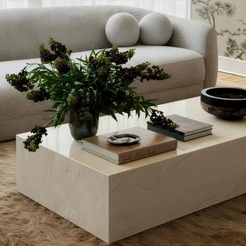 Vista 2 de Tov Furniture Mesa de centro Romy (travertino crema)
