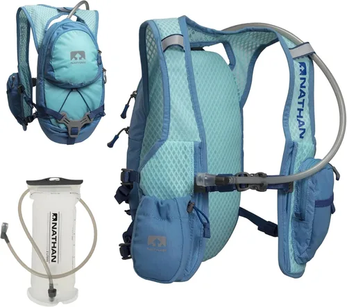 Vista 6 de Nathan Chaleco de hidratación para correr con bolsa de 2 litros incluida. Mochila con válvula de mordida para beber - Bolsillo compatible