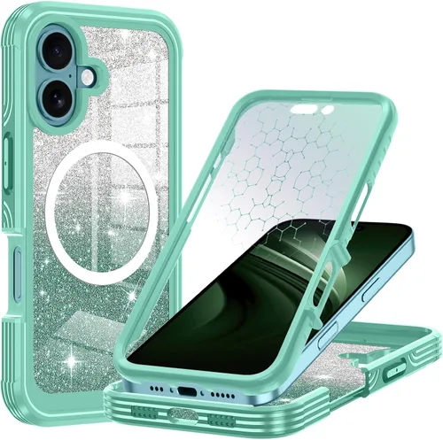 Vista 45 de Hekodonk Funda para iPhone 15 Pro Max, compatible con Magsafe [protector de pantalla de vidrio templado integrado y protección de lente de cámara]