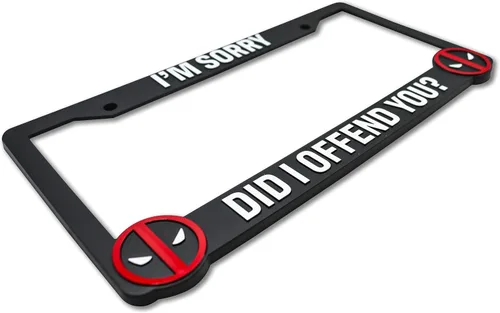 Vista 2 de ¿Did I Offend You? - Marco de matrícula elevado 3D para Deadpool 1 paquete de cubierta de matrícula Soporte universal de matrícula de automóvil