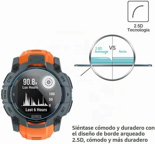Vista 3 de Protector de pantalla compatible con Garmin Instinct 3 1.969 in AMOLED