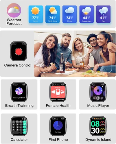 Vista 7 de Relojes inteligentes para hombres/mujeres, llamada Bluetooth de 1.75 pulgadas, reloj inteligente de voz AI, monitor de frecuencia cardíaca 24/7
