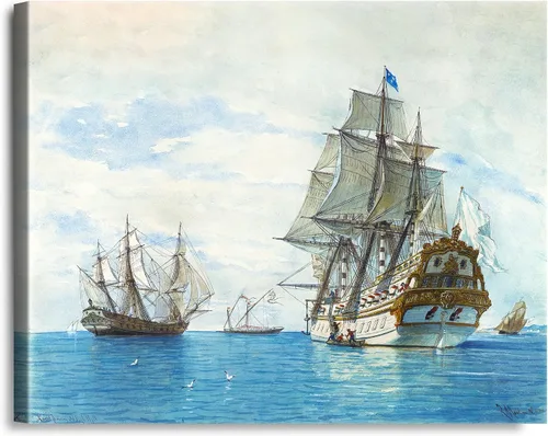 Vista 86 de A&T ARTWORK A Brisk Breeze por Willem van de velde Reproducciones de pintura de velero, impresiones en lienzo giclée para decoración del hogar, 20 x