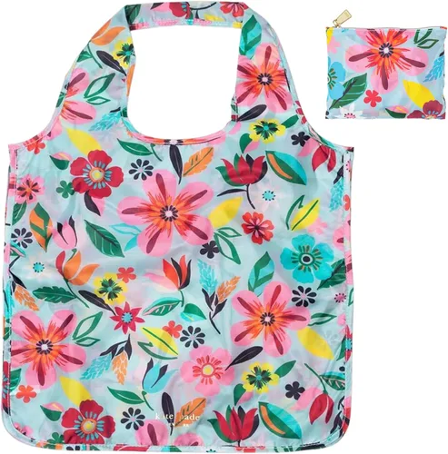 Vista 9 de Kate Spade New York Bolsas reutilizables para productos, bolsa de compras con bolsillo de almacenamiento con cremallera, bolsa de comestibles Punto
