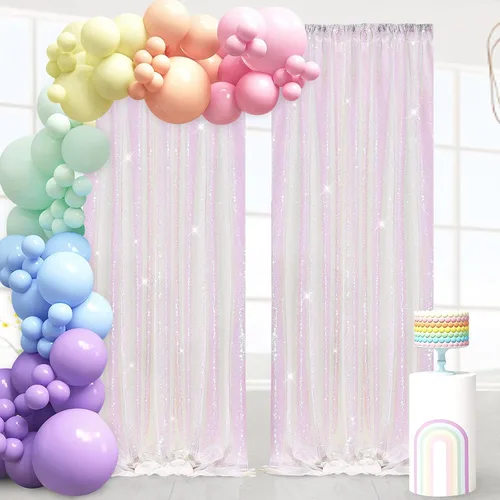 Vista 14 de B-COOL Cortinas de Fondo de Lentejuelas Azul Bebé 2 Piezas 2ftx8ft Fotografía para Fiestas Fondo Brillante Cortinas para Prom Bodas Baby Shower