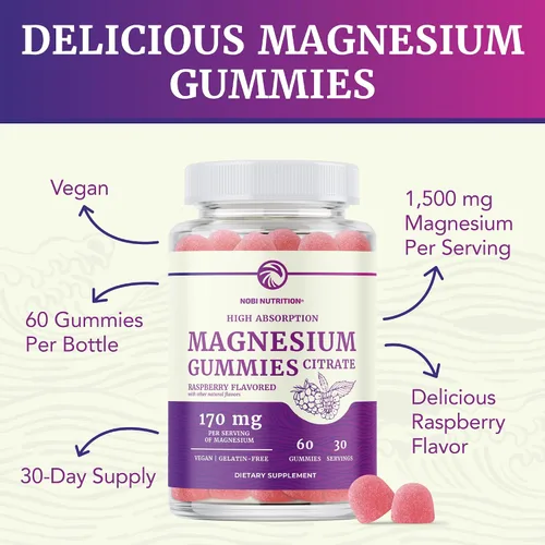 Vista 4 de Gomitas de Citrato de Magnesio Fuerza Extra para Calma, Relajación y Digestión Gomitas de Magnesio de Alta Absorción para Adultos Veganas, Sin