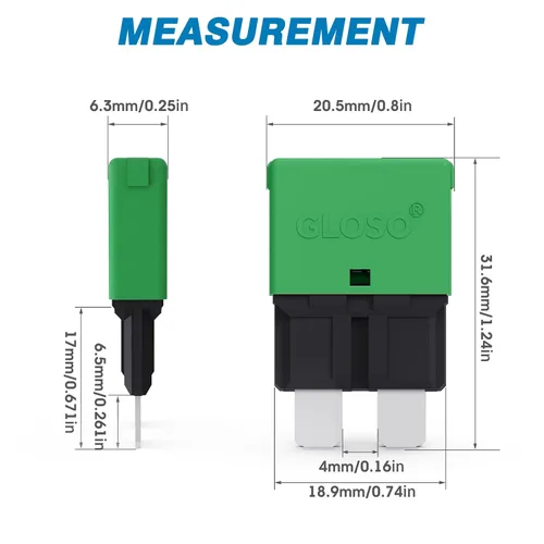 Vista 2 de GLOSO Circuit Breakers E37 Auto (T1) Reset Low Profile ATC/ATO - 1 Pack (3A)