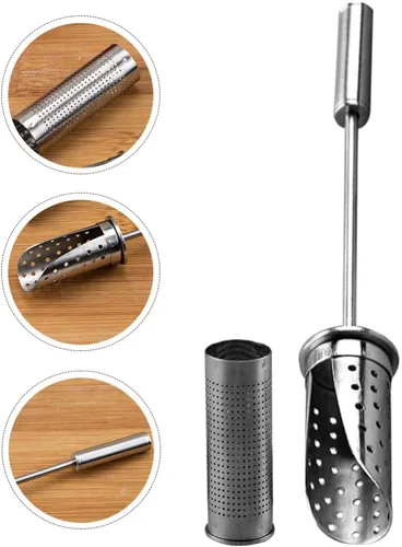 Vista 4 de Kichvoe Tubo infusor de colador de té de metal para té suelto, filtro de cocina reutilizable para elaborar cerveza, práctico difusor de malla fina
