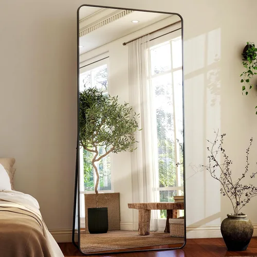 Vista 8 de HARRITPURE - Espejo grande de 71 x 32 pulgadas, espejo de longitud completa con soporte, espejo de cuerpo completo para piso, con marco rectangular