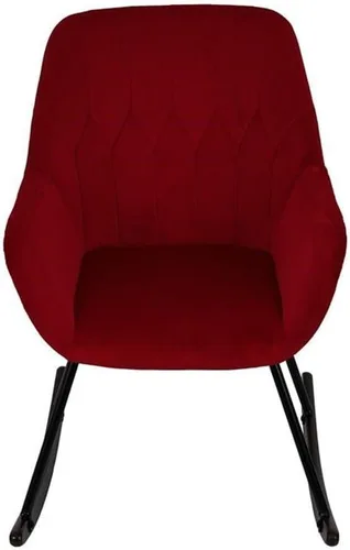 Vista 5 de LuxenHome - Sillas modernas de terciopelo con acento, mecedora tapizada roja, sillas de comedor, sofá individual, silla con brazo para sala