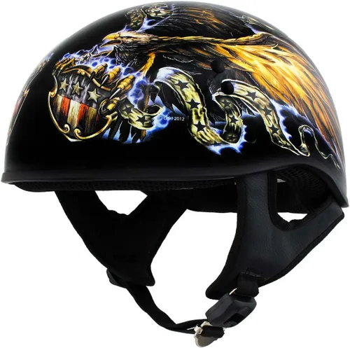 Vista 25 de Hot Leathers Avanzado Moto DOT Skull Cap Classic Half Cascos Biker HLD HLT