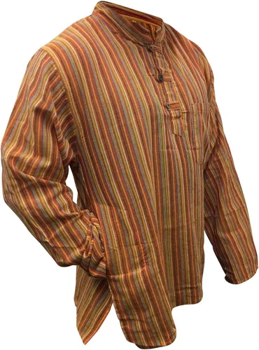 Vista 2 de Shopoholic Fashion Camisa abuelo a rayas para hombre