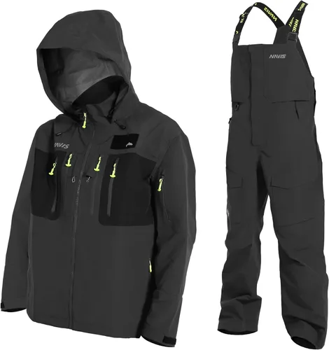 Vista 8 de Men’s 3-Layer Waterproof Fishing Jacket & Bib Pants Set – Waders & Foul Weather Gear