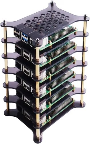 Vista 8 de GeeekPi Estuche de 6 capas con disipadores de calor apilable para Raspberry Pi 4/3/2 Modelo B, Raspberry Pi 3 Modelo B+ (marrón)