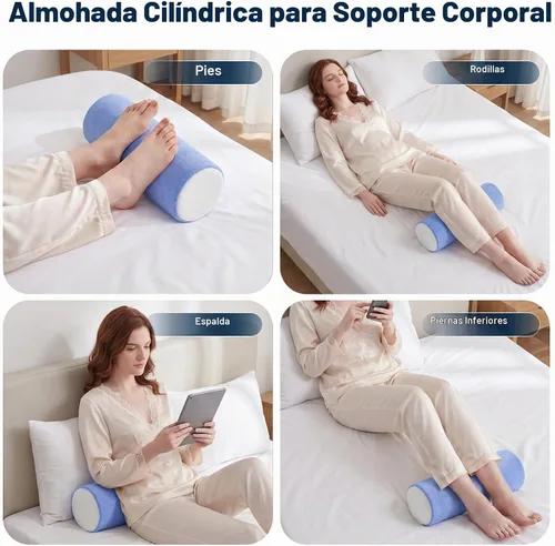 Vista 5 de Almohada Enrollable Cervical para Alivio del Dolor de Cuello - Almohada de Espuma Viscoelástica para Cuello para Cama, Almohada Redonda para Cuello