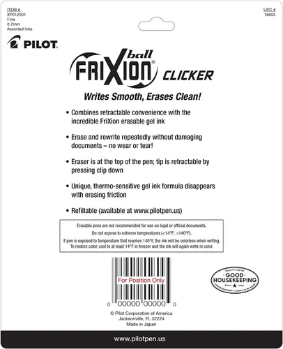 Vista 5 de PILOT Frixion - Bolígrafos borrables, punta fina de 0.028 in, paquete de 6 bolígrafos de tinta retráctil negra + 4 recambios adicionales