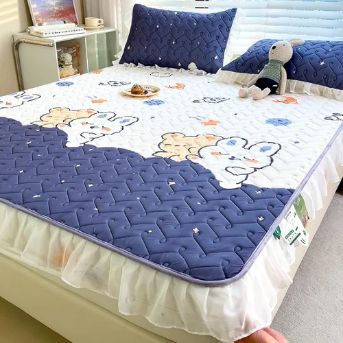 Vista 21 de Sábanas de bolsillo profundo, sábanas de látex de seda de hielo, fundas de colchón con estampado de dibujos animados agradables a la piel, con Gris
