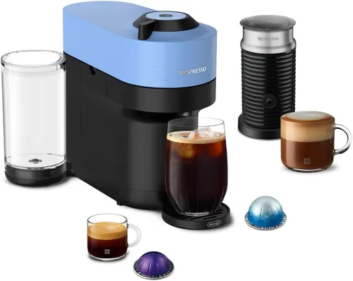 Vista 17 de Nespresso Vertuo Pop+ Cafetera para café y espresso de De'Longhi, Samra Origins de The Weeknd Vertuo Buna Amarillo con espumador de leche Aeroccino3